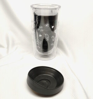 Javvy Better Coffee Club Tumbler 16oz Clear Black Lid Double Wall Iced Drink Cup